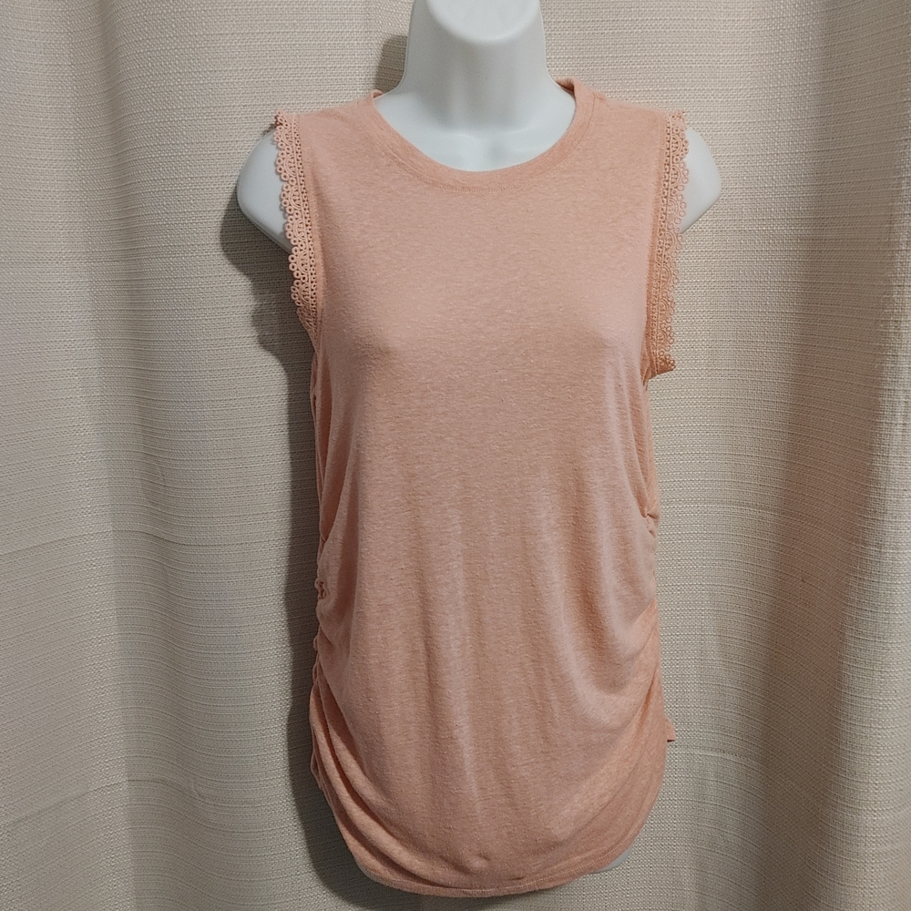 (5/$20) Cupio Women's Light Pink Lace-Trimmed Tank Top Size S